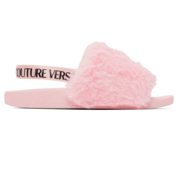Versace Shoes - Versace Jeans Couture Shelly Faux Fur Slides Women’s Pink Size 41 NEW